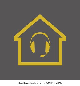  Headphones with microphone  icon.