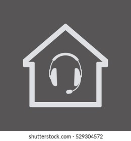  Headphones with microphone  icon.