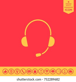 Headphones with microphone icon
