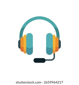 Auriculares con diseño plano de servicio de Asistencia al cliente de íconos de micrófono