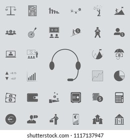 headphones with microphone icon. Detailed set of Finance icons. Premium quality graphic design sign. One of the collection icons for websites, web design, mobile app on colored background