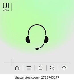 Auriculares con icono de micrófono. Elementos para su diseño