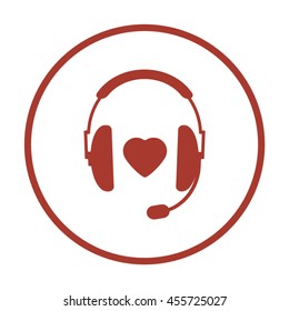  headphones with microphone  icon. Flat design.