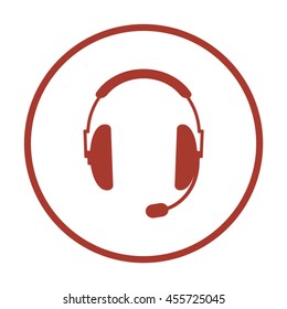  Headphones with microphone  icon. Flat design.