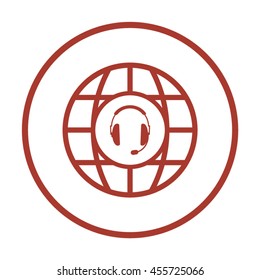  headphones with microphone  icon. Flat design.