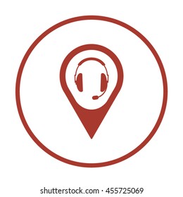  headphones with microphone  icon. Flat design.