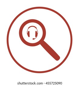  headphones with microphone  icon. Flat design.
