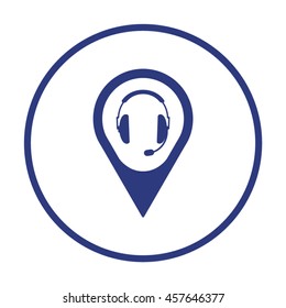  headphones with microphone  icon. Flat design.