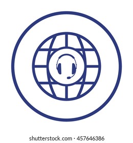  headphones with microphone  icon. Flat design.