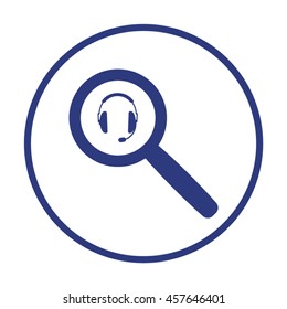 headphones with microphone  icon. Flat design.