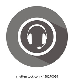  headphones with microphone  icon. Flat design.