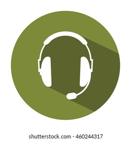  Headphones with microphone  icon. Flat design.
