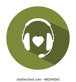  headphones with microphone  icon. Flat design.