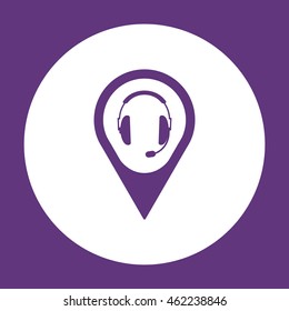  headphones with microphone  icon. Flat design.