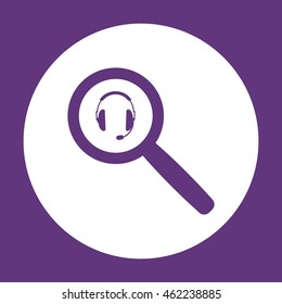  headphones with microphone  icon. Flat design.