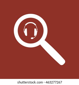  headphones with microphone  icon. Flat design.