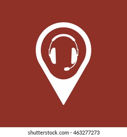  headphones with microphone  icon. Flat design.