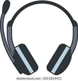 Headphones with Microphone Icon in flat style. Vector Illustration