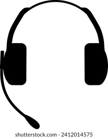 Headphones with Microphone Icon in flat style. Vector Illustration