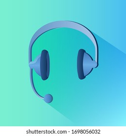 Headphones with microphone icon .Flat icon for web design.Vector illustration.