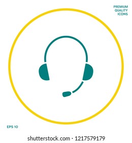 Headphones with microphone icon. Graphic elements for your design