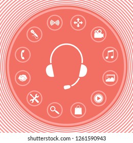 Headphones with microphone icon. Graphic elements for your design