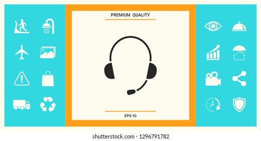 Headphones with microphone icon. Graphic elements for your design