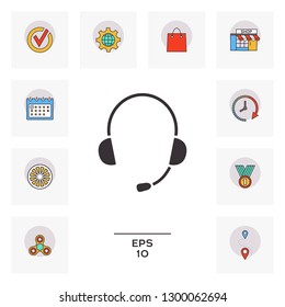 Headphones with microphone icon. Graphic elements for your design