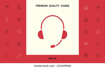 Headphones with microphone icon. Graphic elements for your design