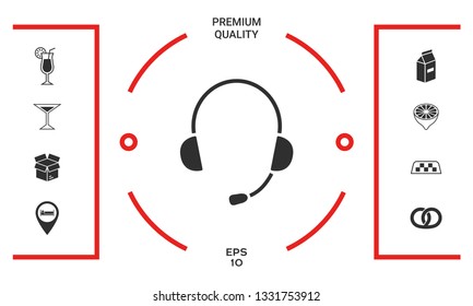 Headphones with microphone icon. Graphic elements for your design
