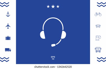 Headphones with microphone icon. Graphic elements for your design