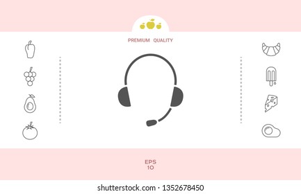 Headphones with microphone icon. Graphic elements for your design