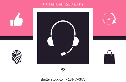 Headphones with microphone icon. Graphic elements for your design