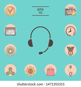 Headphones with microphone icon. Graphic elements for your design