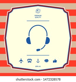 Headphones with microphone icon. Graphic elements for your design
