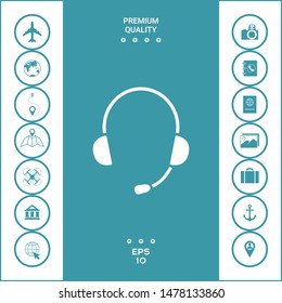 Headphones with microphone icon. Graphic elements for your design