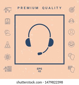 Headphones with microphone icon. Graphic elements for your design