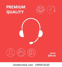 Headphones with microphone icon. Graphic elements for your design