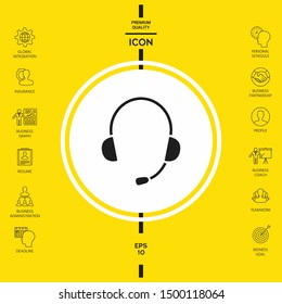 Headphones with microphone icon. Graphic elements for your design
