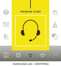 Headphones with microphone icon. Graphic elements for your design