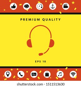 Headphones with microphone icon. Graphic elements for your design