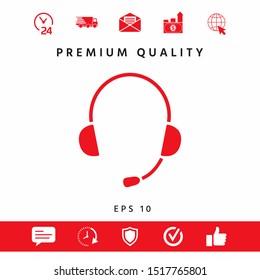 Headphones with microphone icon. Graphic elements for your design