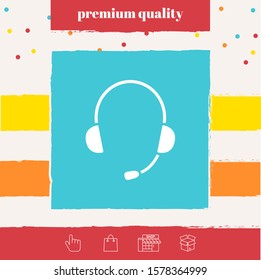 Headphones with microphone icon. Graphic elements for your design