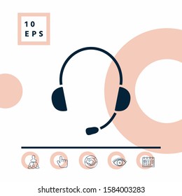 Headphones with microphone icon. Graphic elements for your design
