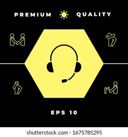 Auriculares con icono de micrófono. Elementos gráficos para el diseño