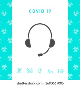 Auriculares con icono de micrófono. Elementos gráficos para el diseño