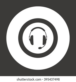 headphones with microphone  icon,  isolated. Flat  design.