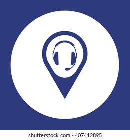 headphones with microphone  icon,  isolated. Flat  design.