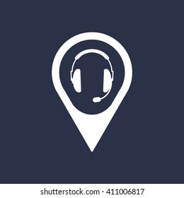 headphones with microphone  icon,  isolated. Flat  design.