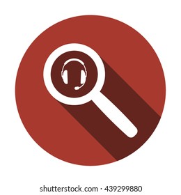 headphones with microphone  icon,  isolated. Flat  design.